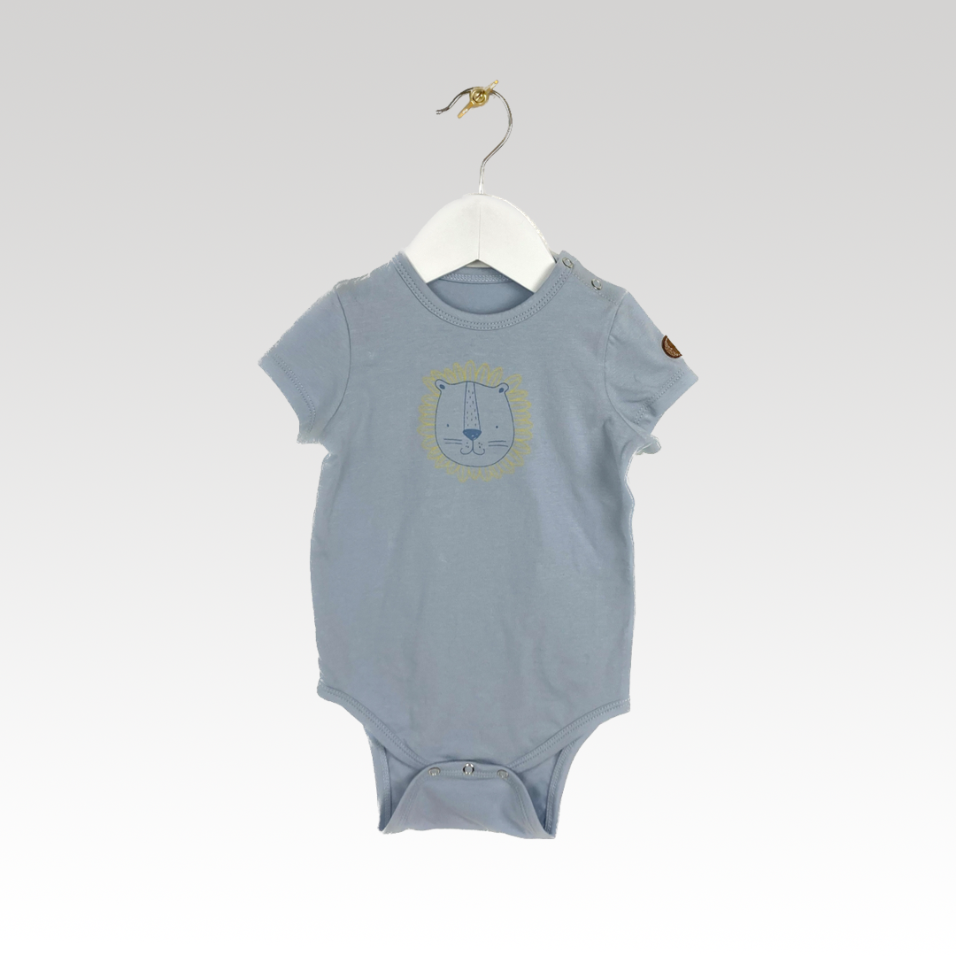 Body med løve - baby - dusty blue