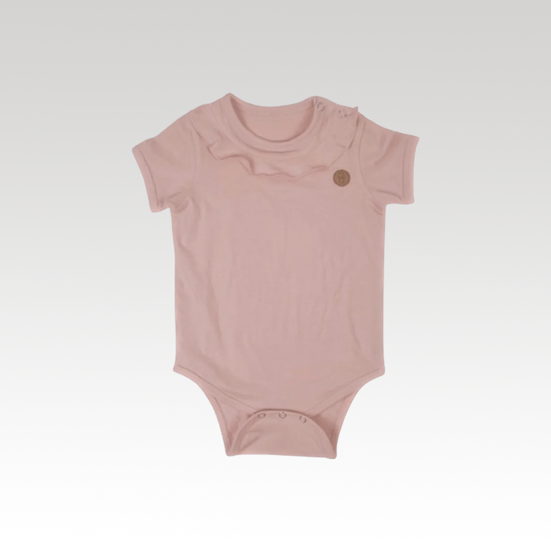 Body til baby med flæse -pige - light rose