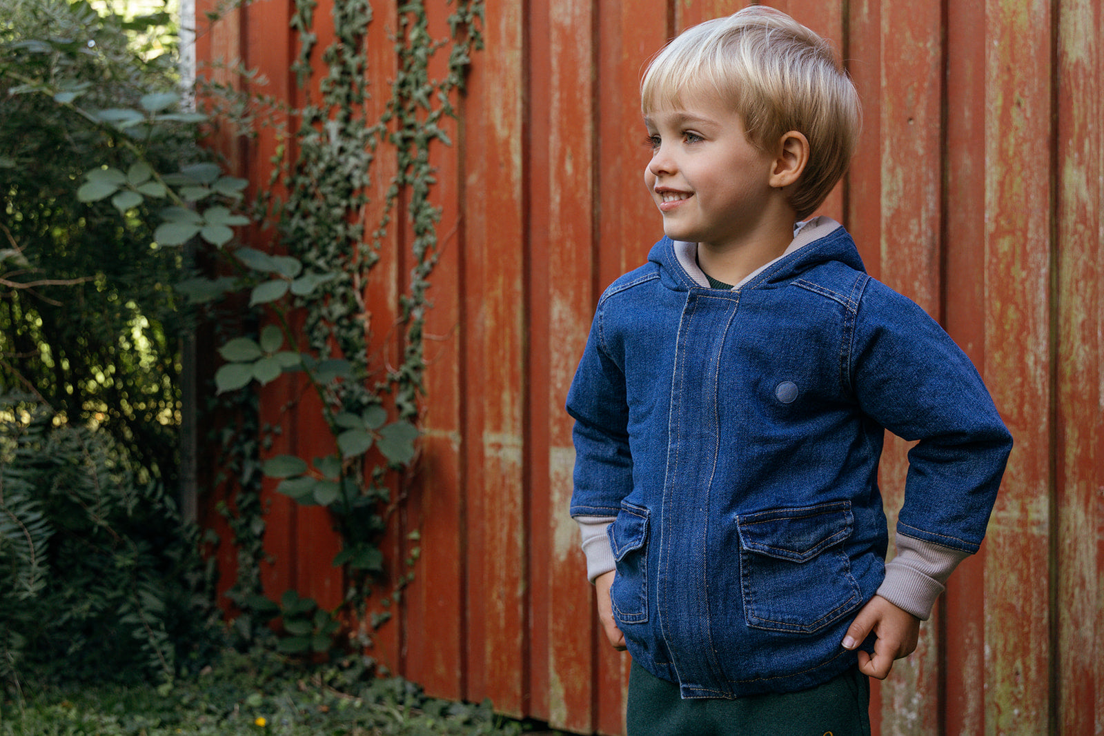 Denim teddy forårsjakke til børn - økologisk bomuld