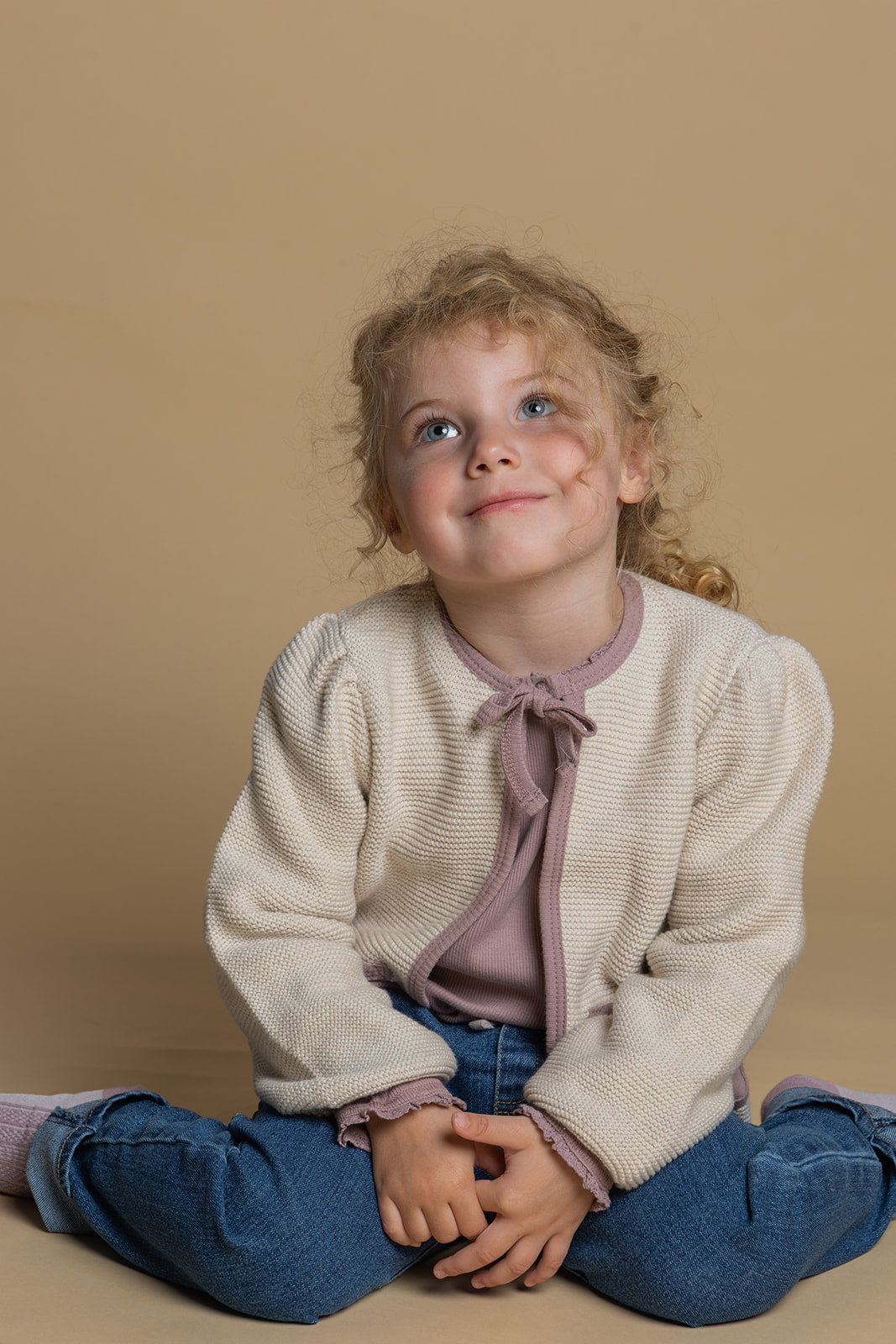 Gebreid vest kinderen - moonbeam - GOTS