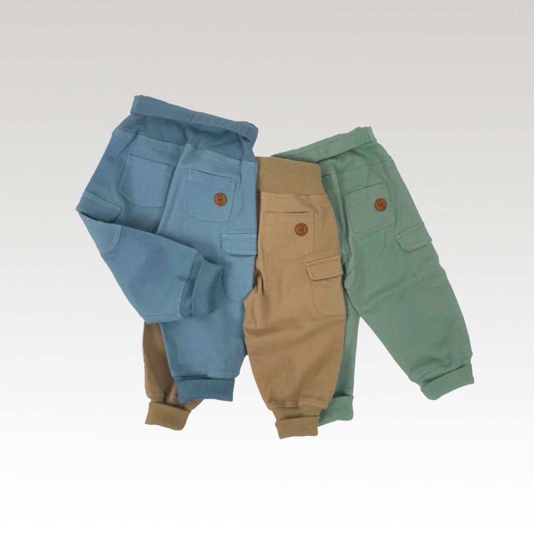 Cargo bukser i tre farver - økologisk bomuld - baby - GOTS