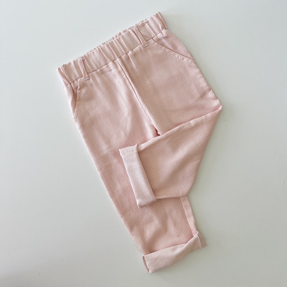 Mælkedrengestribet bukser - rosa/hvid