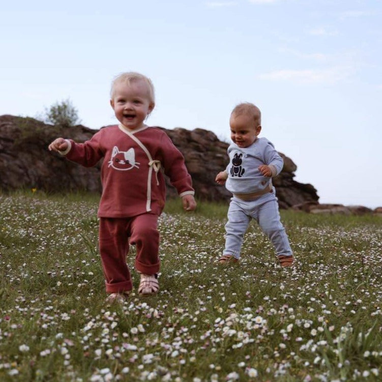 Bløde øko-bukser til baby - dusty rose