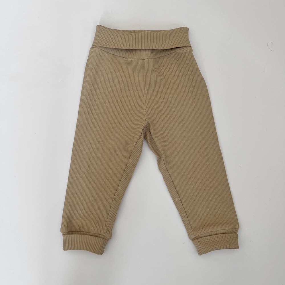 Rib leggings - camel og blå