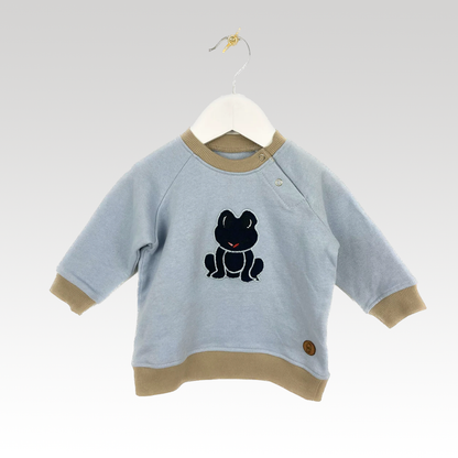 Blød øko-bluse til baby med applikation - sky blue
