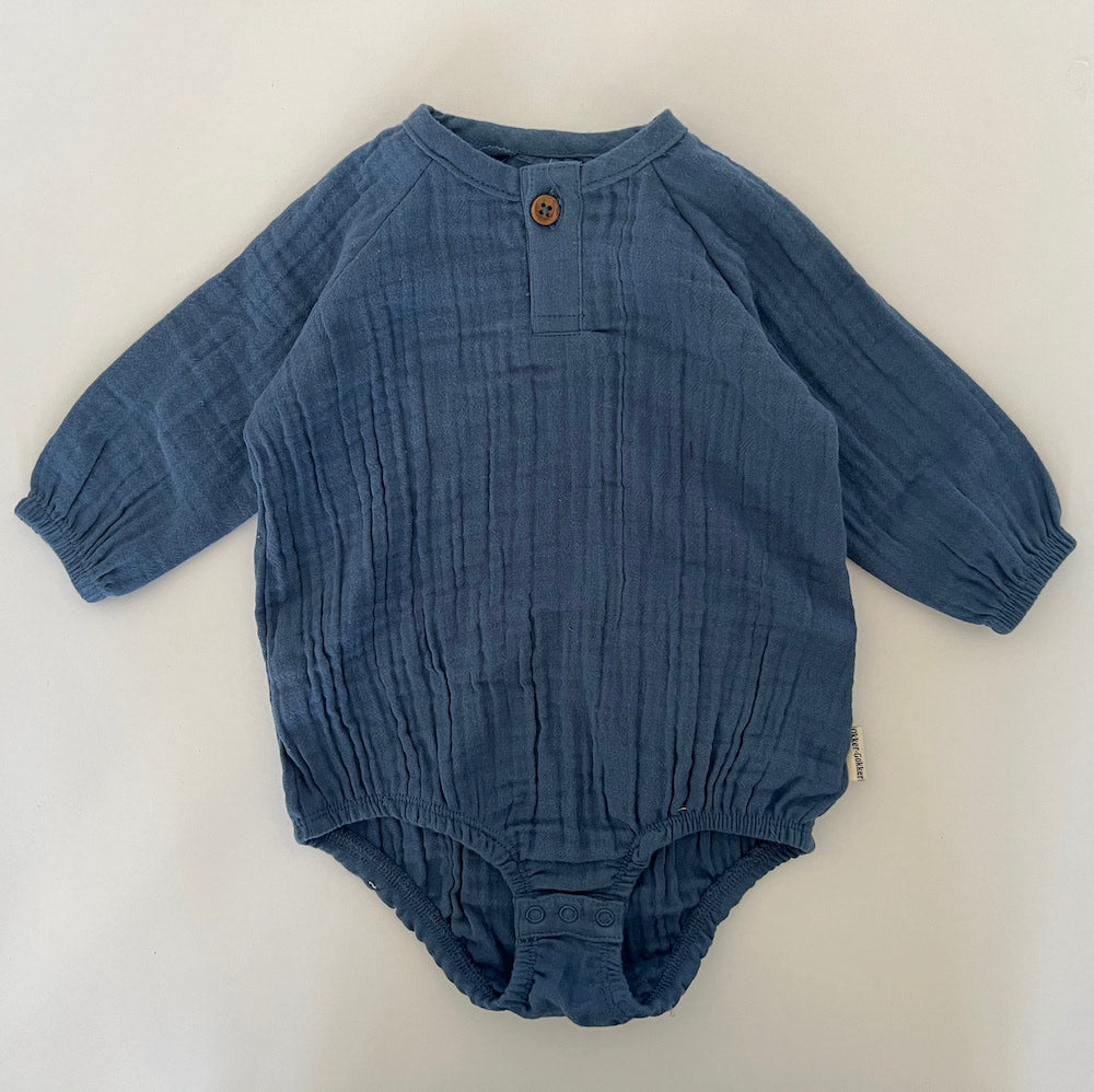 Muslin baby romber body - coronet blue