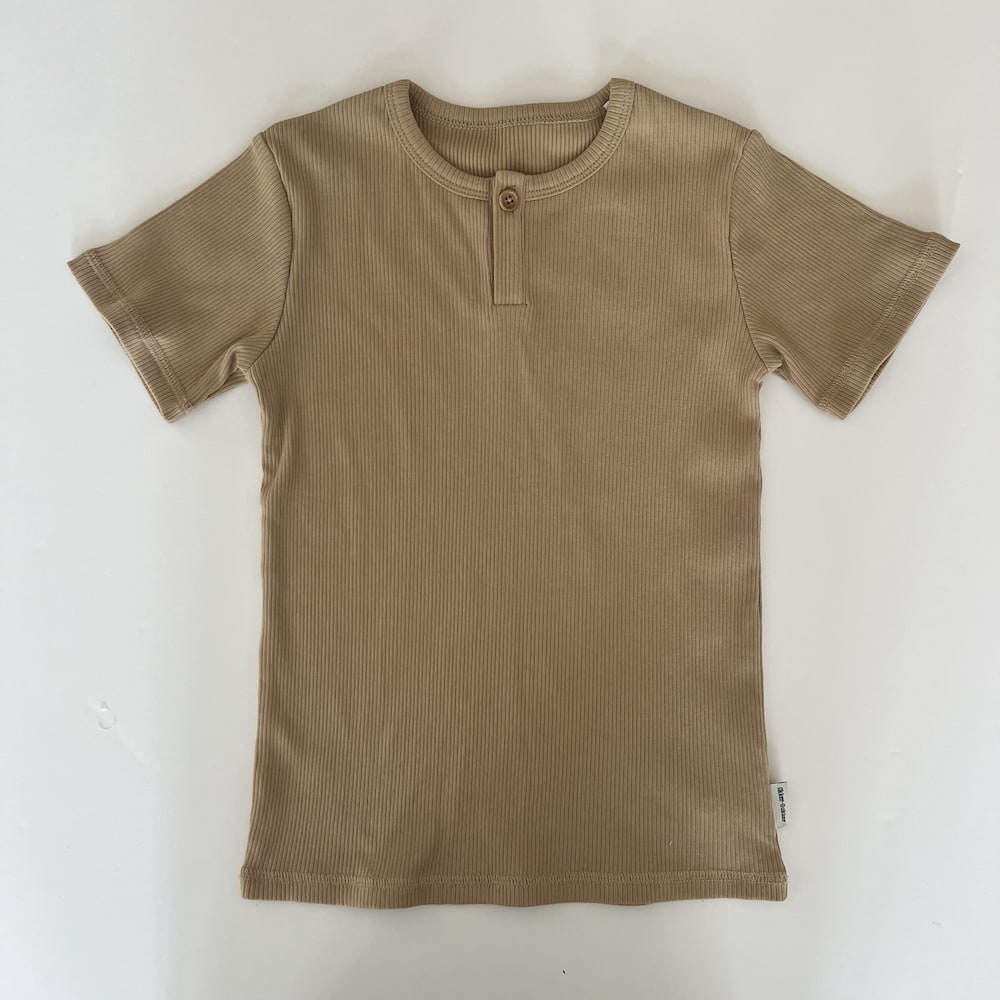 Rib t-shirt - camel &amp; navy