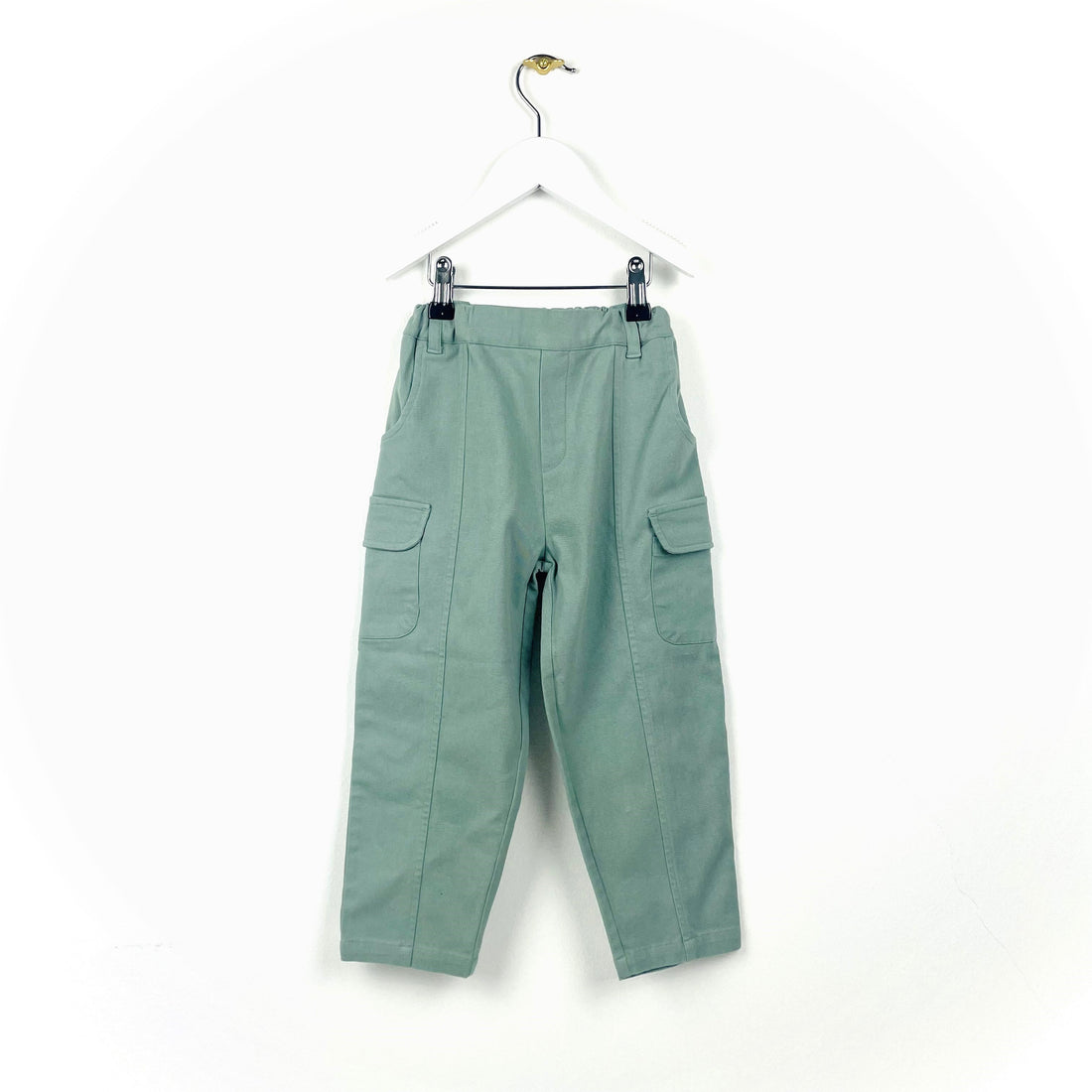 Cargo bukser med lommer i tre farver - Dusty Green - pige - GOTS