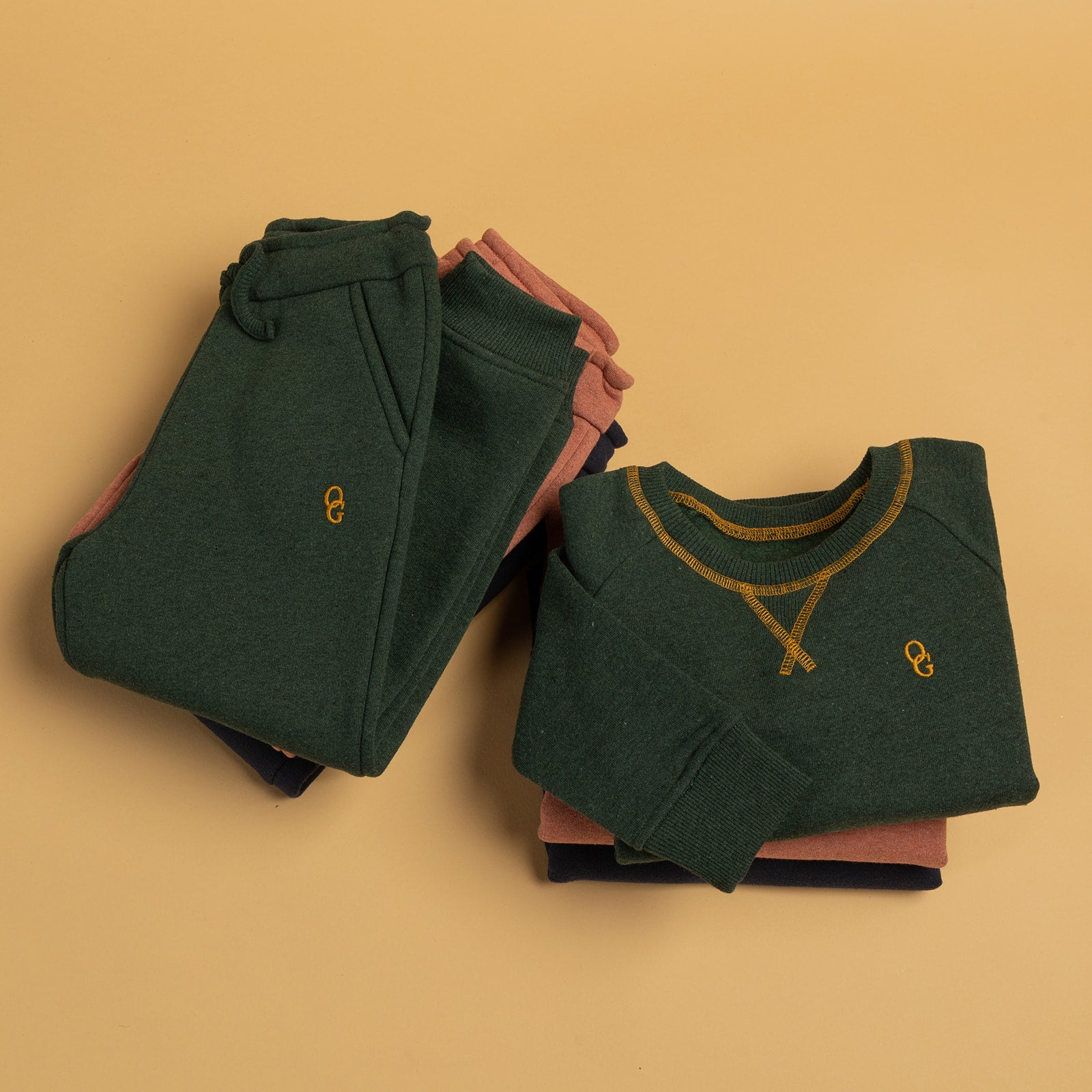 Sweatshirt børn recycled - green, navy, rose