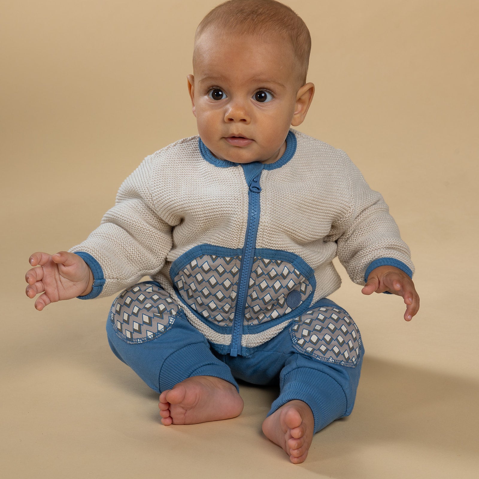 Strik lynlås cardigan baby - moonbeam - GOTS – Okker-Gokker