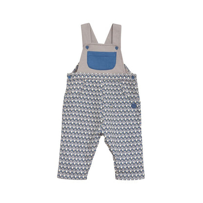 Sød økologisk overalls til baby med print og lommer
