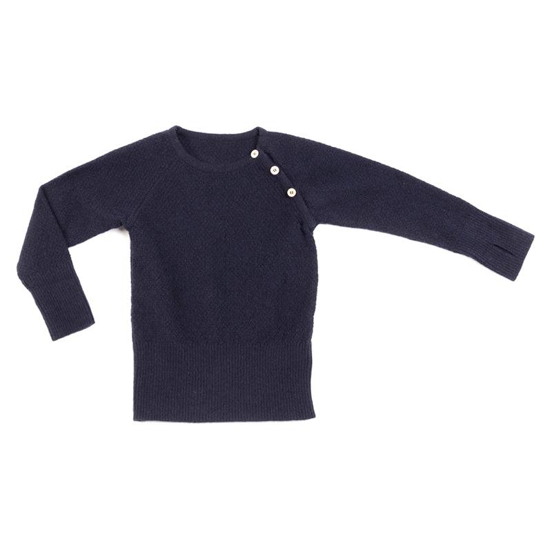 Navy øko-uld trøje med mønster - Okker-Gokker Organic
